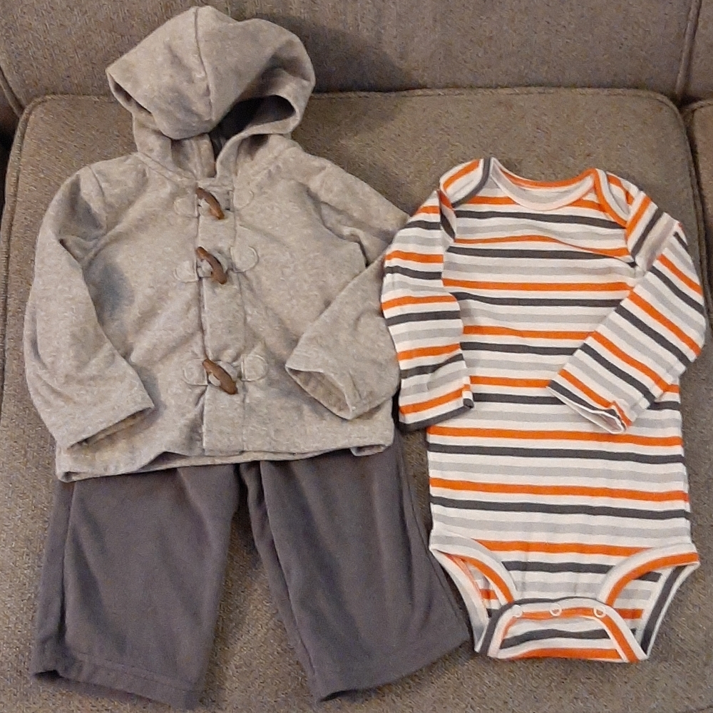 New Baby Toddler Boy 3 Piece Set: Jacket, Pants, Bodysuit, Sz 12 Mo.